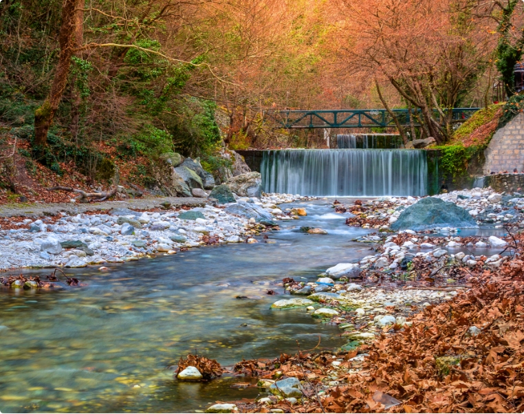 Pozar Thermal Springs river in Edessa, Greece